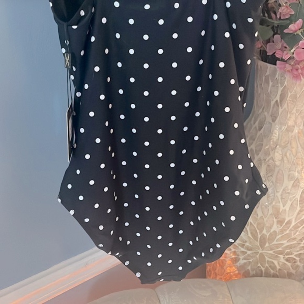 Brand New Nip Tuck Swim Polka Dot Black & White Slimming Tummy Control Swimsuit - Picture 8 of 15